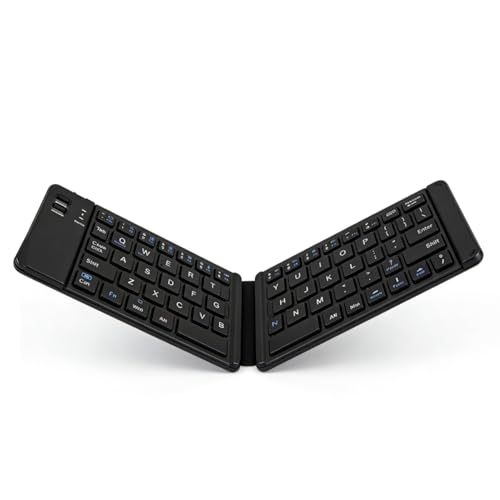 Yoidesu Foldable Bluetooth Keyboard, Ultra Slim Portable Wireless Keyboard, Quiet Rechargeable Dual Mode Portable Folding for Tablets Desktop Computers Laptops (Black)