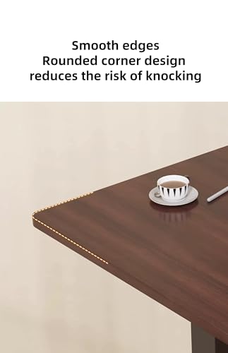 Folding Overbed Table with Wheels - Adjustable Height Rolling Bedside Laptop Desk, Tilting Tray Table for Eating, Working, Reading - Sturdy H-Shape Base, Mobile Sofa Side Table (Walnut)