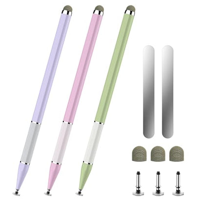Bopomofo Stylus Pen for Touchscreen,3PCS 2-in-1 Magnetic Stylus Pen | High Sensitivity & Precision Stylus,Extended Pen Body Design,Compatible with Touch Screens(6 Tips+2 Magnetic Sheets) - color: Purple/Pink/Light Green