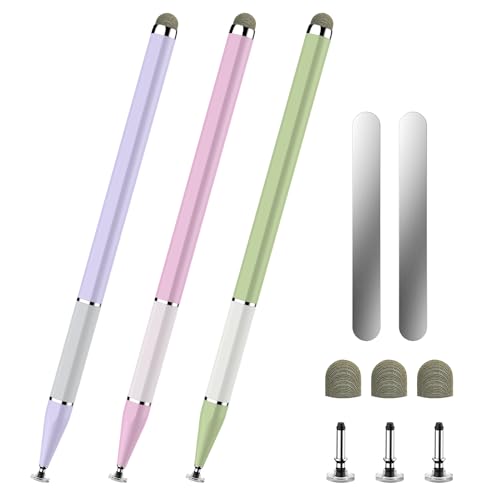 Bopomofo Stylus Pen for Touchscreen,3PCS 2-in-1 Magnetic Stylus Pen | High Sensitivity & Precision Stylus,Extended Pen Body Design,Compatible with Touch Screens(6 Tips+2 Magnetic Sheets) - color: Purple/Pink/Light Green