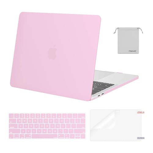 MOSISO Compatible with MacBook Pro 13 inch Case M2 M1 2026 2025 2024-2016 | A2338 A2251 A2289 A2159 A1989 A1708 A1706, Plastic Hard Shell&Keyboard Cover&Screen Film&Storage Bag, Clear Pink - color: Clear Pink