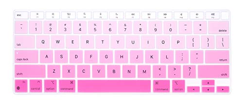 HRH English US Keyboard Cover Skin for MacBook Air 13 A2337 2020 | M1 Chip Processor with Touch ID,Precise Fit,Dust Proof,Waterproof,Durable,Smooth Touch,Keyboard Accessories,Ombre Pink - color: Ombre pink