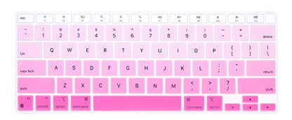 HRH English US Keyboard Cover Skin for MacBook Air 13 A2337 2020 | M1 Chip Processor with Touch ID,Precise Fit,Dust Proof,Waterproof,Durable,Smooth Touch,Keyboard Accessories,Ombre Pink - color: Ombre pink