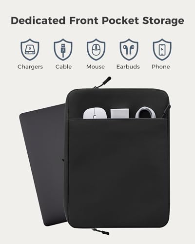 ProCase Laptop Sleeve 15" for MacBook Air/Pro 15 Inch M5/M4/M3/M2 -Black | Slim Travel Sleeve with Soft Plush Lining & Large Front Pocket, Water-Resistant, Also Fit 15" HP Dell Lenovo ASUS Acer - color: Black, size: 15-inch