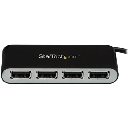 StarTech 4-Port USB 2.0 Hub, USB Powered, Travel, 480Mbps (ST4200MINI2) | Portable multi-port USB 2.0 splitter and expander, Small travel mini hub, Built-in cable, Plug-and-play