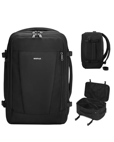 ECOHUB 17inch Travel Backpack Personal Item Bag Carry On Bag Men Women, Black - color: Black, size: 17 inch underseat