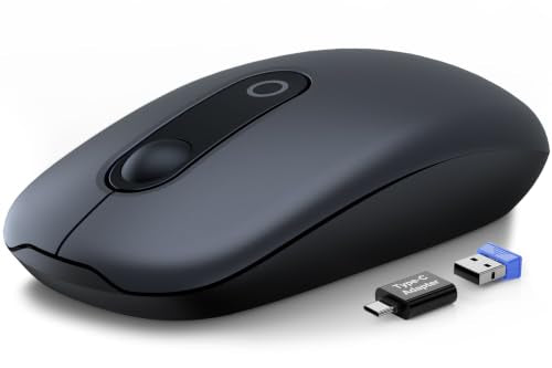 SABLUTE Wireless Mouse for Laptop, Quiet, Compact & Portable, USB-C Adapter | Slim, 3 Level DPI, Sleep Mode, Computer Mice for PC Notebook Mac, Ideal for work, study, and travel. - M41 - color: Space Gray