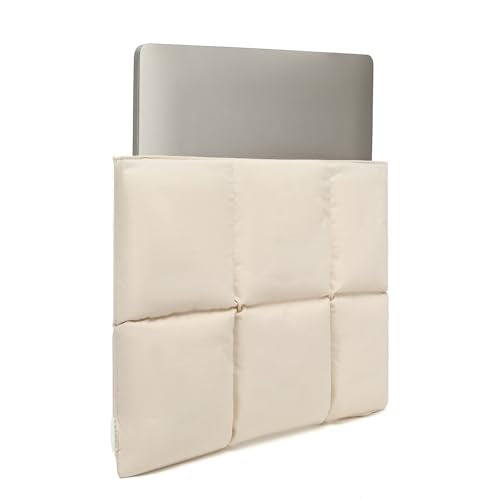 Puffy Laptop Sleeve 15inch 16 inch, Off White | Pillow Shape Laptop Sleeve, Compatible MacBook Air 15 in M4 2025 & MacBook Pro 15/16 in M1 M2 M3 M4 M5 2024 - color: Off White, size: For 15"-16" MBA/MAP M4 M3 M2 M1