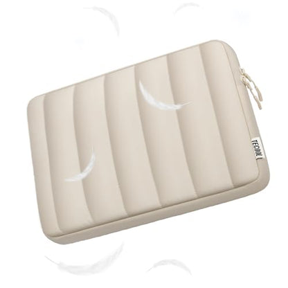 TECOOL Puffy Laptop Case 15.6 inch,15.6 inch Laptop Sleeve for 15-15.6" Lenovo Thinkpad Ideapad HP Acer Asus Dell Chromebook, Protective Waterproof Sleeve 15 inch Notebook Bag with Small Case,Beige - color: Beige, size: 15.6 Inch