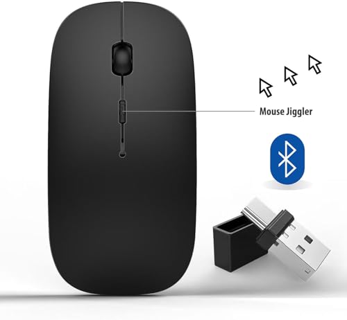 Rechargeable Bluetooth Mouse for Laptop,Wireless Mouse for MacBook air/mac/MacBook pro,Mouse jiggler Bluetooth 5.2/3.0 and 2.4GHz USB Type-C