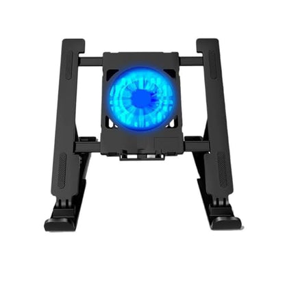 Adjustable Laptop Stand with Fan, Foldable Desktop Mount for Notebook or Tablet, Black - color: Black