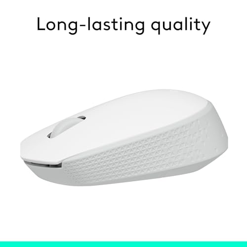 Logitech M170 Compact Ambidextrous 2.4 GHz Wireless Mouse - Off White | Ambidextrous mouse with 2.4 GHz USB-A Nano Receiver, Optical Tracking, 12-Months Battery Life, PC, Mac, Laptop compatible - color: White