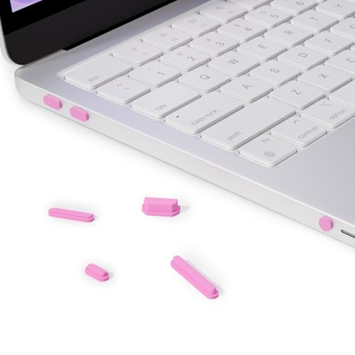 ProElife 7 Pcs Anti Dust Dirt Plug Cups Set for MacBook Neo, Pink | Durable & Reusable Silicone Laptop Accessories, Custom Fit Design, Easy to Clean Non-Slip Stuff for Macbook USB-C & Headphone - color: Pink