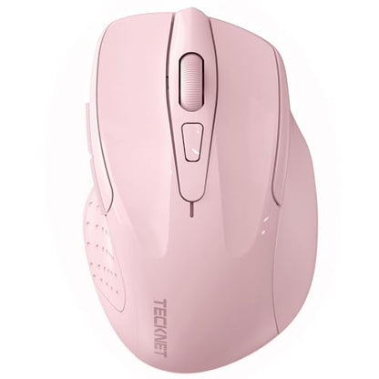 TECKNET Wireless Mouse (2.4G & BT5.0/3.0) Silent 4800 DPI Computer USB A & Bluetooth Mouse 6 Buttons, Wide Compatibility - Pink - color: Pink