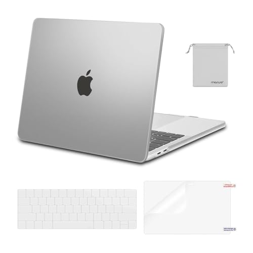 MOSISO Compatible with MacBook Pro 13 inch Case M2 M1 2026 2025 2024-2016 | A2338 A2251 A2289 A2159 A1989 A1708 A1706, Plastic Hard Shell&Keyboard Cover&Screen Film&Storage Bag, Frost - color: Frost