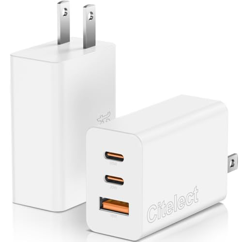 65W USB C Charger Block, 3Port Super Fast Charging Adapter for Samsung S26 | GaN Type-C Charging Block PD/QC 3.0 for Samsung S26/S25/S24, MacBook Pro/Air,iPad,iPhone 17/16-2Port USBC+1Port USB A - White - color: White, size: 2Pack