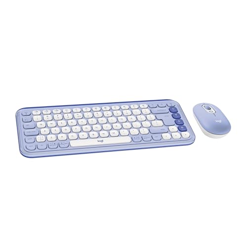 Logitech POP ICON Combo Wireless Bluetooth Keyboard and Mouse - Lilac | Comfortable typing, programmable keys and buttons, Easy-Switch up to 3 devices - color: Lilac, style: Combo