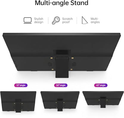 Portable Monitor 15.6" FHD 1080P USB-C Travel Monitor for Laptop, IPS Laptop Screen Extender with Built-in Kickstand, Mini HDMI, Low Blue Light Portable Screen for PC Mac Phone Switch - size: 15.6inch 1080p