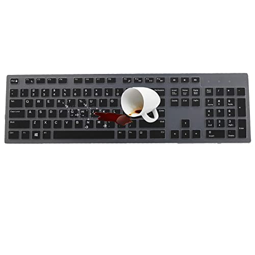 Keyboard Cover Skin for Dell KM636 KB216 KB216t KB216d KB216p Wired & Wireless Keyboard, Dell Optiplex 5250 3050 3240 5460 7450 7050, Dell Inspiron Desktop 24" 27" 5400 5490 7700 7790 3475 3670 3477 - color: Black