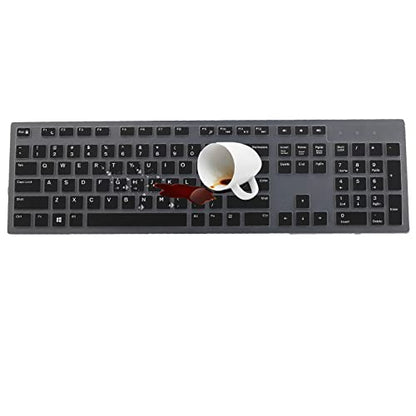Keyboard Cover Skin for Dell KM636 KB216 KB216t KB216d KB216p Wired & Wireless Keyboard, Dell Optiplex 5250 3050 3240 5460 7450 7050, Dell Inspiron Desktop 24" 27" 5400 5490 7700 7790 3475 3670 3477 - color: Black