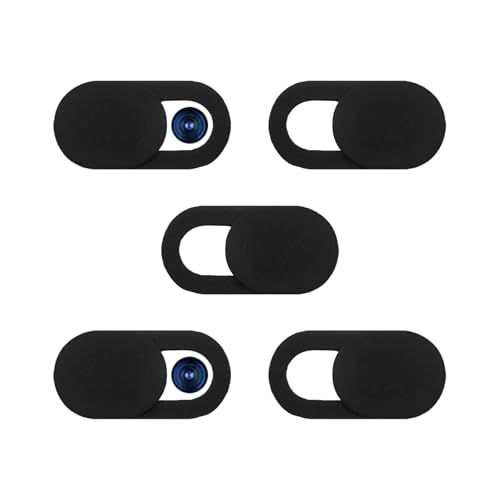 5Pcs Ultra-Thin 0.03 Inch Webcam Cover Slide, Privacy Security Camera Blocker, Strong Adhesive Laptop Phone Tablet Camera Cover for Pro iPhone iPad iMac PC Accessories-Black - color: Black
