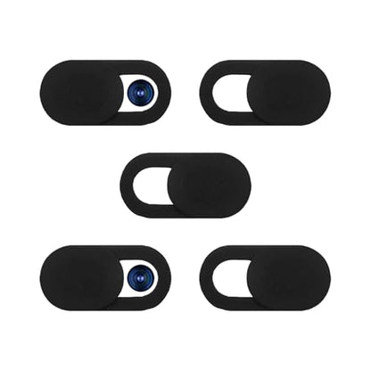 5Pcs Ultra-Thin 0.03 Inch Webcam Cover Slide, Privacy Security Camera Blocker, Strong Adhesive Laptop Phone Tablet Camera Cover for Pro iPhone iPad iMac PC Accessories-Black - color: Black