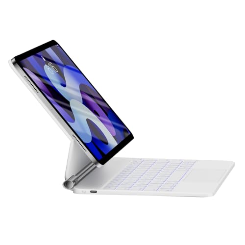 HOU Keyboard Case for iPad Air 11 inch 2026 M4/2025 M3/2024 M2 & iPad Pro 11" (4th/3rd/2nd/1st) Generation,iPad Air 5th&4th gen Case with Keyboard,Magic-Stand, Multi-Touch Trackpad,Backlight,White - color: white, size: iPad Pro 11″ & iPad Air 11″/5th/4th