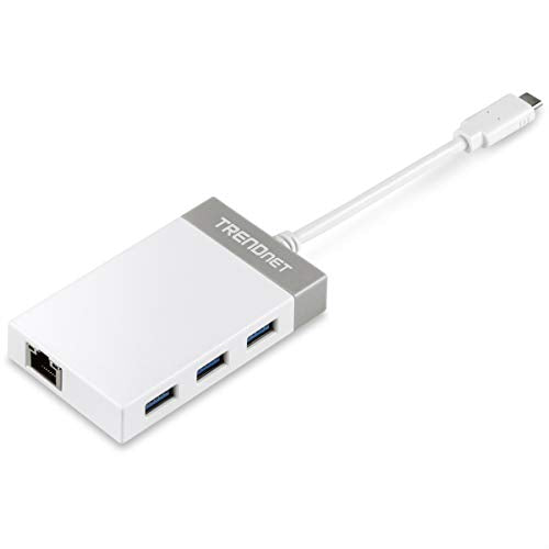 TRENDnet USB C to Ethernet Gigabit Adapter, TUC-ETGH3 | Compact USB Type C Hub, 3 x USB 3.0 Ports, 1 x RJ-45 Gigabit Ethernet Port, Windows and Mac Compatible - size: USB-C, style: 1 x Gigabit| 3 x USB