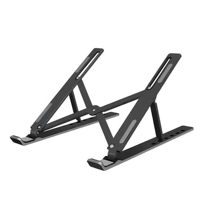 Portable Foldable Laptop Stand Adjustable Cooling Desktop Holder Space Saving Sturdy Structure for All Laptops Notebooks Computer Desk Office Home Use (Black) - color: Black
