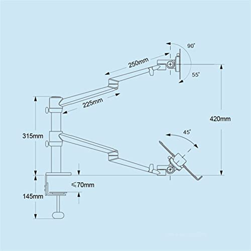 Monitor Stand Monitor and Laptop Mount, Gas Spring Monitor Stand Fit Two 17-32" Flat Curved Screens and 12-17" Laptop with C Clamp, Grommet Mounting Base Tv Stands