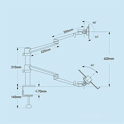Monitor Stand Monitor and Laptop Mount, Gas Spring Monitor Stand Fit Two 17-32" Flat Curved Screens and 12-17" Laptop with C Clamp, Grommet Mounting Base Tv Stands