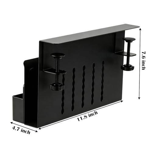 Under-Desk Laptop Mount,Clamp-On Hidden Notebook Holder, No Drill Adhesive-Free Floating Shelf for Desk Organization, Space Saving Workstation