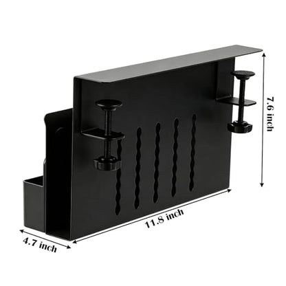 Under-Desk Laptop Mount,Clamp-On Hidden Notebook Holder, No Drill Adhesive-Free Floating Shelf for Desk Organization, Space Saving Workstation