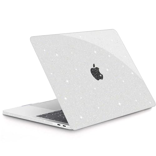 G JGOO for MacBook Air 13 inch Case 2021 2020-2018 M1 A2337 A2179 A1932 | Glitter Protective Plastic Hard Shell for MacBook Air 13.3 inch Case + Keyboard Cover + Screen Protector, Sparkly Clear - color: Clear