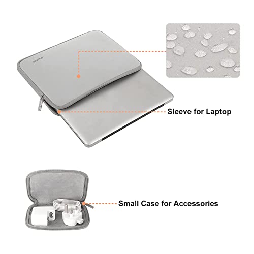 MOSISO Laptop Case 13.3 inch, 13-13.3 inch Laptop Sleeve with Small Case | Compatible with MacBook Air/Pro 13/Pro 14 M5 M4 M3 M2 M1, HP Dell ASUS Lenovo, Neoprene Computer Sleeve Bag, Light Gray - color: Light Gray, size: 13.3 inch