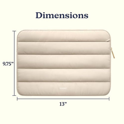 Vandel Puffy Laptop Sleeve Case for 13-14 inch Laptop Sleeve Bag Case | Zipper Pocket, Compatible with MacBook Air 13, Pro 14/13 iPad Pro 12.9, HP Dell ASUS, Computer Bag Cover - color: Sand