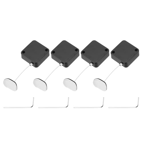 MECCANIXITY 4.9 ft Retractable Cable Lock with Adhesive Arc Patch Remote Control Security Lock with Adjustable Cord Tether Anti Theft for Laptop, TV, 600g, Black, 4 Pack - color: Black, size: 4.9ft