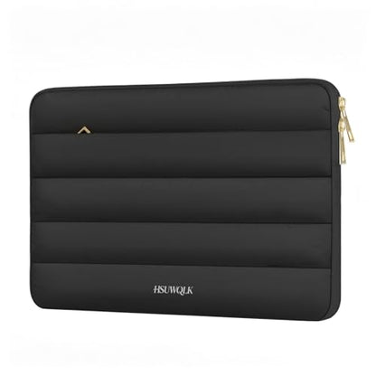 Laptop Case 13.3 inch,13-13.3 inch Puffy Laptop Sleeve Compatible with MacBook Air 13 13.6/Neo 13/Pro 13/Pro 14,HP Dell ASUS Lenovo,Polyester Computer Bag with Horizontal Pocket&Belt, Black - color: Black