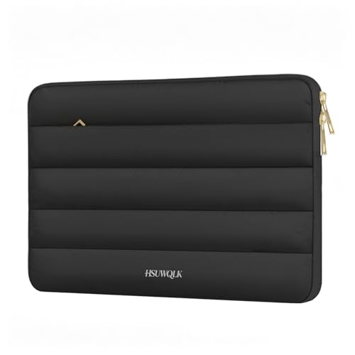 Laptop Case 13.3 inch,13-13.3 inch Puffy Laptop Sleeve Compatible with MacBook Air 13 13.6/Neo 13/Pro 13/Pro 14,HP Dell ASUS Lenovo,Polyester Computer Bag with Horizontal Pocket&Belt, Black - color: Black