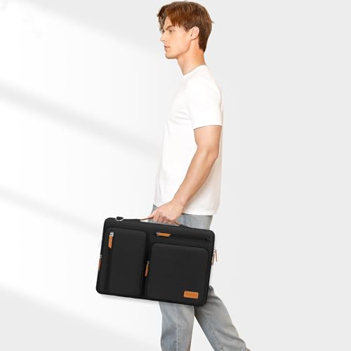 MOSISO 360 Protective Laptop Shoulder Bag, 14 inch Computer Bags | Compatible with HP Lenovo Dell ASUS Acer, HP, Dell, Lenovo,Side Open Messenger Bag with 4 Zipper Pockets&Handle, Black - color: Black, size: 14 inch