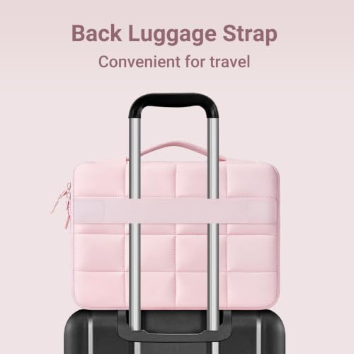 MOSISO Compatible with MacBook Air 13 inch Case M5 2026 M4 M3 M2 2025-2022 | TPU Bumper Hard Shell&Puffy Sleeve Bag&Keyboard Skin&Webcam Cover&Screen Film for MacBook Air 13.6 inch Case, Pink - color: Pink