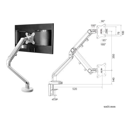GLigeT Monitor Arm Gas Single Monitor Mount for 17"-32" Screens, Holds 19.8lbs, Mechanical Spring Single Monitor Desk Mount, Single Monitor Arm with Swivel, Tilt, Rotation Monitor Desk Mount
