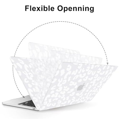 AKIT for MacBook Air 13 inch Case M5 M4 M3 M2 2026-2022, White Leopard | A3449 A3240 A3113 A2681, Aesthetic Pattern Hard Shell Laptop Case+Screen Protector+Keyboard Cover for MacBook Air 13.6 inch - color: Leopard White
