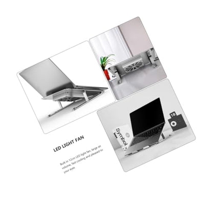 TEHAUX Aluminum Alloy Laptop Cooling Pad Adjustable Height Ventilated Support Stand with Quiet Fan for Notebooks to 17.3 Inch Silver for Gaming and Office Use