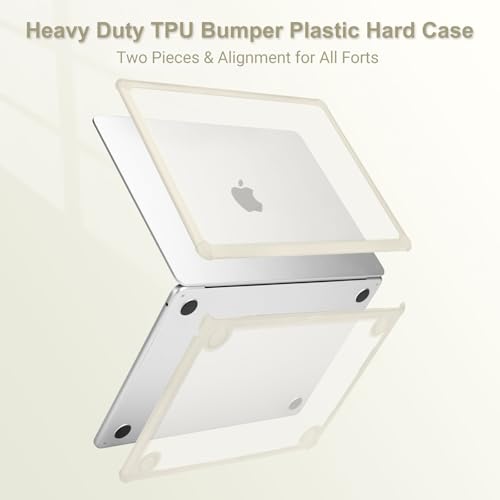 MOSISO Compatible with MacBook Air 13 inch Case M5 2026 M4 M3 M2 2025-2022 | A3449 A3240 A3113 A2681, 3 in 1 Kit Crack-Resistant Heavy Duty Protective Hard Shell Case Cover with TPU Bumper, Beige - color: Beige