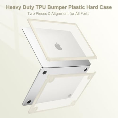 MOSISO Compatible with MacBook Air 13 inch Case M5 2026 M4 M3 M2 2025-2022 | A3449 A3240 A3113 A2681, 3 in 1 Kit Crack-Resistant Heavy Duty Protective Hard Shell Case Cover with TPU Bumper, Beige - color: Beige