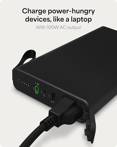 mophie powerstation pro AC (2023)-27,000 mAh External Battery compatbile With MacBook&iPad Portable PD battery with 100W of AC&60W USB-C Fast Charge integrated carry strap-USB-C cable included, Black - size: 27,000 mAh, style: Gen 2