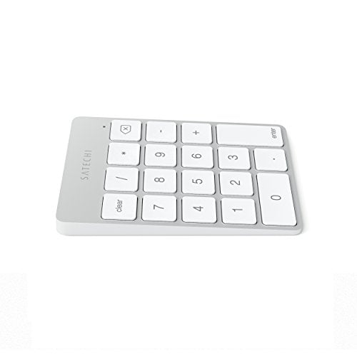 Satechi Slim Aluminum Bluetooth Keypad, Wireless Number Pad with 18 Keys, Micro USB Rechargeable Numpad, External Number Pad for MacBook Air/Pro/Neo, iPad Air/Pro, iMac, PC - Silver - color: Silver, size: Micro USB