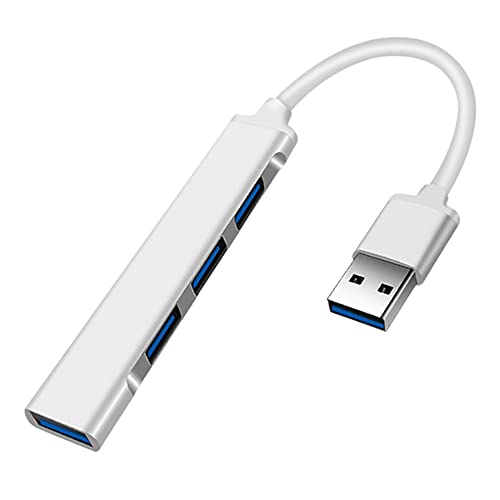 JacobsParts UH3-P USB 3.0 4 Port Hub Splitter Slim & Sleek Aluminum for PC Mac Laptop Desktop (Silver) - color: Silver