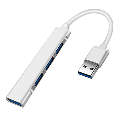 JacobsParts UH3-P USB 3.0 4 Port Hub Splitter Slim & Sleek Aluminum for PC Mac Laptop Desktop (Silver) - color: Silver